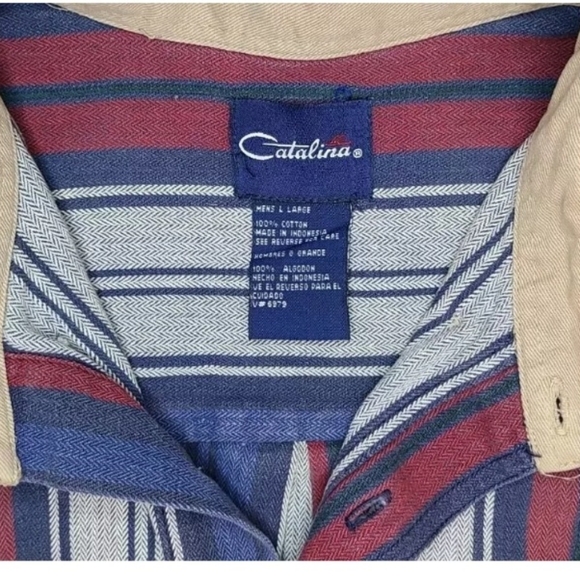 Vintage Catalina Men's Size Large Short Sleeve Button Down Nautical Patriotic - Picture 6 of 8